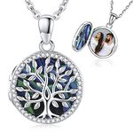 Aniu Tree of Life Locket Necklace for Women Sterling Silver Abalone Shell Tree Pendant That Holds Pictures Photo Custom Jewelry Personalized Locket Necklace