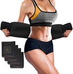 Perfotek 4 Pack Waist Trimmer Belt, Weight Loss Wrap, Stomach Fat Burner, Low Back and Lumbar Support with Sauna Suit Effect, Best Abdominal Trainer