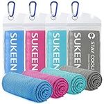 Sukeen Cooling Towel, Cooling Towels 4 pack, Stay Cool Ice Towel, Cooling Towels for Neck, Cold Towel, Gym Towel Men Women (4pcs, Royal Blue/Rose Red/Blue/Dark Gray)