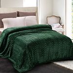 Whale Flotilla Flannel Fleece King Size Blanket for Bed, Soft Fluffy Velvet Bedspread Coverlet with Decorative Chevron Pattern for All Season, Warm and Lightweight, 90x104 Inch, Deep Green