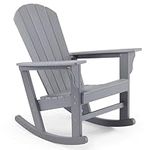 VonHaus Rocking Adirondack Chair - Grey Outdoor Rocking Chair for Garden, Terrace, Patio & Balcony - Waterproof HDPE Slatted Style Firepit Chair & Garden Chair with Wide Armrests & Sloped Back