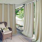 Elrene Home Fashions Indoor/Outdoor Patio Gazebo Pergola Solid Grommet Top Single Panel Window Curtain Drape, 52"x84", Taupe (1 Panel)