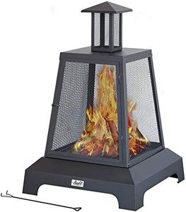 Chimenea Fireplace Outdoor Fireplace Fire Pit Wood Burning Fire Pit Patio Square Iron Fire Pit 27.5" Large Fire Pits Fire Poker Mesh Spark Screen Chimney Charcoal Grid for Garden, Backyard