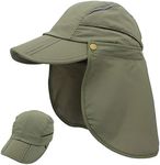 Magracy Mens Womens Outdoor Wide Brim Sun Cap Mesh UPF50+ Neck Flap Hat Fishing Hats, Army Green, L