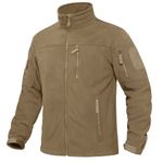 KEFITEVD Fleece Jackets for Men Zip Fleece Coat Tactical Windproof Military Jacket for Work Khaki, XL