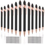 FIRCRE 12 PCS 2 in 1 Stylus Ballpoint Pens,Pen with Stylus Tips, 1.0 mm Black Ink Metal Pen Stylus Pens for Touch Screens,12 Pens and 12 Refills (Rose Gold & Black)