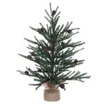 Vickerman 1.5 Foot Tall Caramel Pine Artificial Christmas Tree Unlit, Seasonal Indoor Home Decor with Decorative Burlap Base - Featuring Decorative Pine Cones