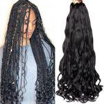 9Packs French Curl Braiding Hair Extension Crochet Braids Hair Extensions for Braiding Crochet Hair for Braiding Pre Stretched Braiding Hair Synthetic Hair for Braiding (22Inch (Pack of 9), #1B)