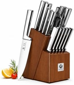 imarku 15-Piece Knife Block Set Built-in Sharpener, Japanese High Carbon Stainless Steel Kitchen Knife Set, Dishwasher Safe, Chef Knife Set with Wooden Knife Block, Santoku Knives for Kitchen Cooking