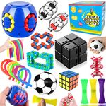 Paochocky 18 Pcs Fidget Toys Set,Sensory Toys for Autism ADHD,Stress Reliever with Toy Box Magic Burger Cube,Flippy Chain Stress Ball Anti-anxiety Birthday for Teen Children Adult