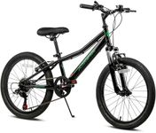 AVASTA 20'' Big Kids Mountain Bike for Age 6 7 8 9 10 11 12 Years Old Boys Girls Teen with Suspension Fork Front & Rear Dual Hand Brakes 6 Speeds Drivetrain, Black