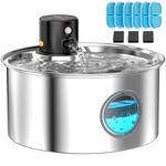 Cat Water Fountain for Drinking Wireless: Cat Fountain Stainless Steel - 3.2L Pet Water Fountain Pet Bowl Battery Powered - Cats Drinking Fountain with Motion Sensor - with 9 Filters