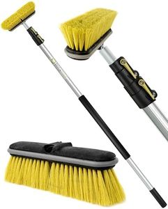 DocaPole 5-12 Ft (1.5-3.5 Meter) Medium Bristle Deck Brush + Extension Pole |11” Scrub Brush and Telescopic Pole | Long Handle Cleaning Brush and Deck Brush for Deck, House Siding, Garage, Patio, etc.