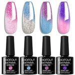 Croitout UV Gel Nail Polish Set, Colour Changing Gel Polish Colours Set, Soak off Nail Gel Polish Set, Long Lasting Glossy Nail Polish Kit, Best Gift for Women 4 x 7.3ml