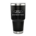 iPick Image 30 oz Dual-Wall Vaccum Sealed Black Stainless Steel Travel Tumbler Mug for Ford Expedition