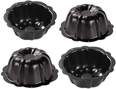 Webake Mini Buntcake Pan Nonstick Fluted Cake Pan 4 Inch Carbon Steel Baking Cup Mold for Bundtlet, Bavarois, Brownie, Cupcake, Pudding Canele, Pack of 4