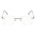 Redex Aviator Photochromic Rimless Zero Power Blue-Cut Computer Glass Anti glare Block Harmful Rays Eye wear Spectacle Eye Frame (BLUE)