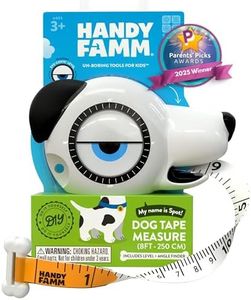 Handy Famm 8ft Interactive Dog Tape Measure for Kids with Level and Angle Finder, Montessori Educational Toys, Animal Shaped Childrens Tool Set with Bone, Pocket Tape Measurer for Kids 3 and Up, Spot