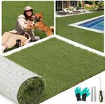 Artificial Turf 4ft x 6ft with Drainage Holes, Realistic Fake Grass Rug Indoor Outdoor Lawn Landscape for Garden, Balcony, Patio, Synthetic Grass Mat for Dogs