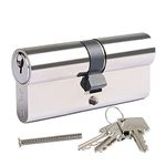 DIDA® 90mm Euro Barrel Lock 40/50 Door Barrel Lock with Key UPVC Door Lock Barrel Profile Lock with 3 Keys Anti-Pick Anti-Bump Anti-Drill Euro Cylinder Lock High Security Nickel Finish BS EN 1303:2005