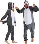 QUCH Adult Onesie Costume-Unisex Animal Onesies for Adults Halloween Costume, Halloween Onesie Adult Onesie Pajamas for Women, Shark, Medium