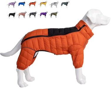 Dog Coat Dog Warm Jacket, 4 Legs Covered Waterproof Windproof Reflective Warm Dog Vest, Zippered Adjustable Outdoor Dog Snow Jacket for Small Medium Large Dogs Orange XL