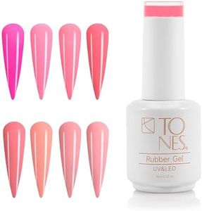 Tones Professional 8 Colors UV LED Rubber Nail Gel for Nail Reinforcement, Extensions, Sculpting & Overlays, Flexible Self-Leveling Formula, Soak-Off, No Shrinking or Lifting 15 ml, Pretty in Pink