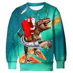 ACOCOPY Ugly Christmas Pullover for Boys Girls Crazy Fire Dinosaur Printed Sweatshirt Funny Santa Claus Xmas Jumper Size 6-7