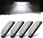 Partsam 4pcs 4Inch Utility Strip Light Bar White 9 LED Clear Lens Waterproof 12V Surface Mount 4" Thin Line Boat Marine Lights Side Marker Lamps For Truck Trailer RV Camper Under Hood Dome Lights