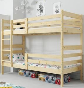 Interbeds Lit superposé Bois Massif Naturel sommier echelle 2 Places (190x90)