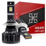 Hikari 2025 H7 20000LM LED Headlight Bulbs, 45W Upgraded Core-12 LED, High Lumens LED Kit, 6000k Cool White, IP68 Waterproof, Halogen Upgrade Replacement