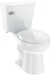 Two-Piece Toilet with Toilet Seat and Wax Ring, Round Toilets for Bathrooms, 1.28 Siphonic Flush Toilet Cotton White 17"(Toilet Seat Included)