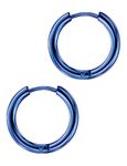 12G 8mm Blue Hoop Earrings for Women Blue Earrings for Men Earrings Small Hoop Earrings Surgical Steel Earrings Stainless Steel Earrings Huggie Earrings Womens Earrings Hoop Mens Piercing Jewelry