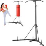 VEVOR 2 in 1 Punching Bag Stand, Steel Heavy Duty Workout Equipment, Adjustable Height Boxing Punching Bag Stand with Pull Up Bar, Freestanding Sandbag Rack, Holds Up to 400 lbs, for Home Gym Fitness