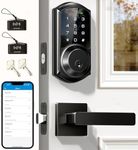 Veise Smart Locks with 2 Lever Handle Set, App Control, Keyless Entry Door Lock, Electronic Digital Touchscreen Keypad, Deadbolt Smart Lock for Front Door, Auto Lock, Easy Installation, Matte Black