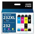 232XL High-Capacity Black Colour Ink Cartridges Remanufactured for Epson 232 XL T232 T232XL Combo Pack for Epson Expression Home XP-4200 4205 Workforce WF-2930 2950 Printer (4 Pack)