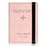 Passport Holder Cover, PU Leather RFID Travel Wallet Case Organiser Accessories, UK Passport Cover for Passport, Business Cards, Credit Cards, Boarding Passes (Pink)