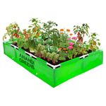 Anandi Green's HDPE UV Protected 360 GSM Green Color Rectangular Plants Grow Bags Suitable for VegetableTerrace Gardening with PVC Pipe Support (6Lx4Wx1H Fit) Pack of 1