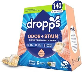 Dropps Odor & Stain Biobased Power Laundry Detergent Pods, Orange Blossom (140 Pods) - HE Compatible Laundry Pods for Fresh Clothes - Laundry Soap Supplies & Recyclable Paperboard Packaging