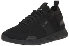 BOSS Men's Mesh Mix Running Sneakers, Black Oil, 11