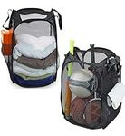 2 Pack - SimpleHouseware Mesh Pop-Up Laundry Hamper Basket with Side Pocket, Black