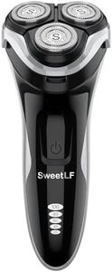 SweetLF Men's Electric Shaver (Plus 3 Blades) : Electric Razor for Men with Pop-up Trimmer, Corded and Cordless Rechargeable 3D Rotary Shaver (Quiet, Charge Time: 1 Hour, Use Time 120 min,Black