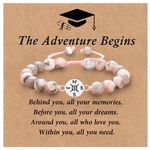 Jewl Aoer 2024 Graduation Gifts for Her, High School College Graduation Gifts for Girls Women, Adjustable Natural Stone Compass Graduation Bracelets with Message Card for Daughter Girlfriend Sister