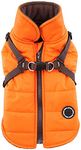 Puppia Dog Coats for Small and Medium Dogs - Waterproof Dog Coat with Harness Lined with fleece for pleasant warmth, Orange, XL