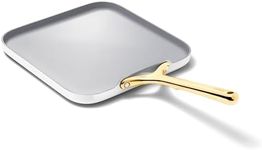 Caraway Square Griddle Pan - 11” Square Pan - Non-Stick Ceramic Coated - Non Toxic, PTFE & PFOA Free - Oven Safe & Compatible with All Stovetops - White