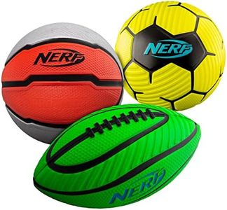 Nerf Mini Foam Sports Ball Set - Foam Football, Soccer Ball + Basketball Set Soft Foam Sports Set for Kids - Multicolor