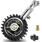 ATSAFEPRO Tyre Pressure Gauge UK, Tyre Pressure Checker 4 bar 60 psi Certified ANSI B40.1 Accurate with Large 2" Glow Dial, Professional Mechanical Air Pressure Gauge for Motorcycles,Cars,Trucks