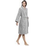 Trident Soft Comfort 100% Cotton Shawl Collar Bathrobe, Reassing Gown, Super Soft, Absorbent-Perfect for Gym, Shower, Spa, Hotel Robe, Vacation (Real Steel, Large)
