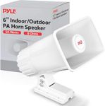 Pyle Indoor / Outdoor PA Horn Speaker - 6" PA Speaker with 8 Ohms Impedance & 50 Watts Peak Power - Mounting Bracket & Hardware Included - Pyle PHSP4 White
