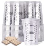 LET'S RESIN Epoxy Resin Mixing Cups, 50pcs 240ml/8oz Disposable Measuring Cups with 50pcs Wooden Stirring Sticks, Plastic Measuring Cups for Liquids, Mixing Resin, Paint, Pigment